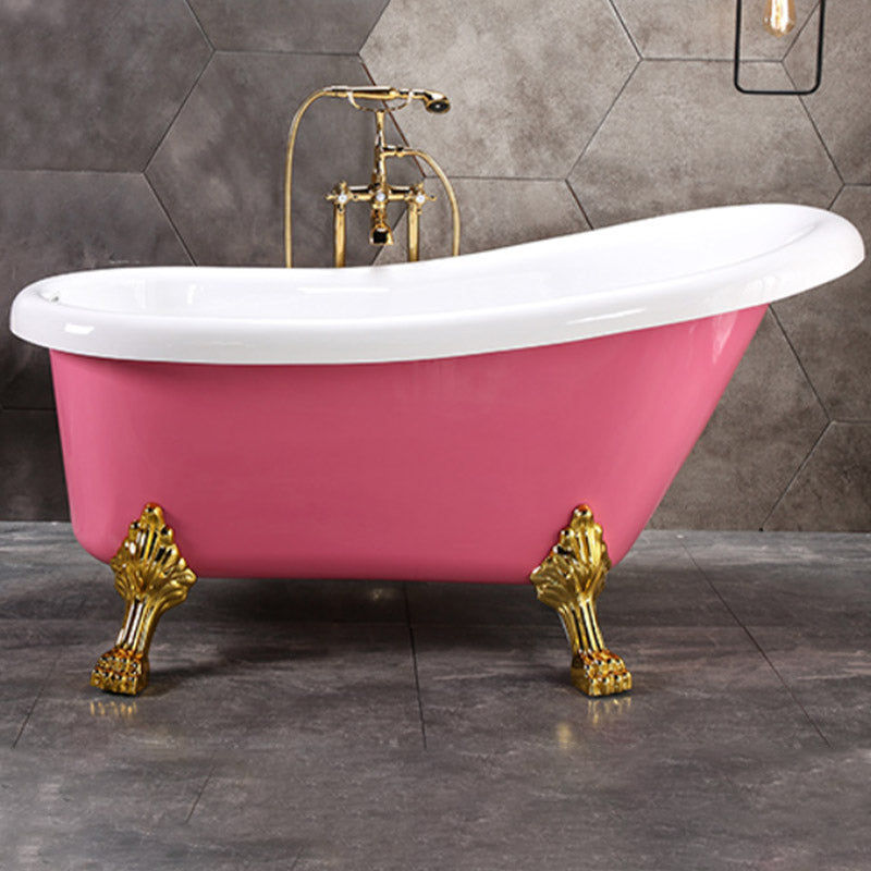 Modern Acrylic Bathtub Back to Wall with Golden Feet and Drain Bath Tub for Bathroom