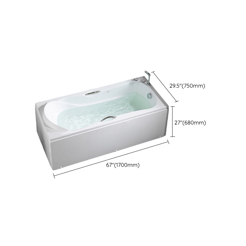 Modern Corner White Bathtub Acrylic Rectangle Back to Wall with Drain Bath Tub