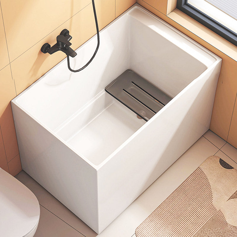 Modern Rectangle White Acrylic Bathtub Back to Wall with Drain Bath Tub