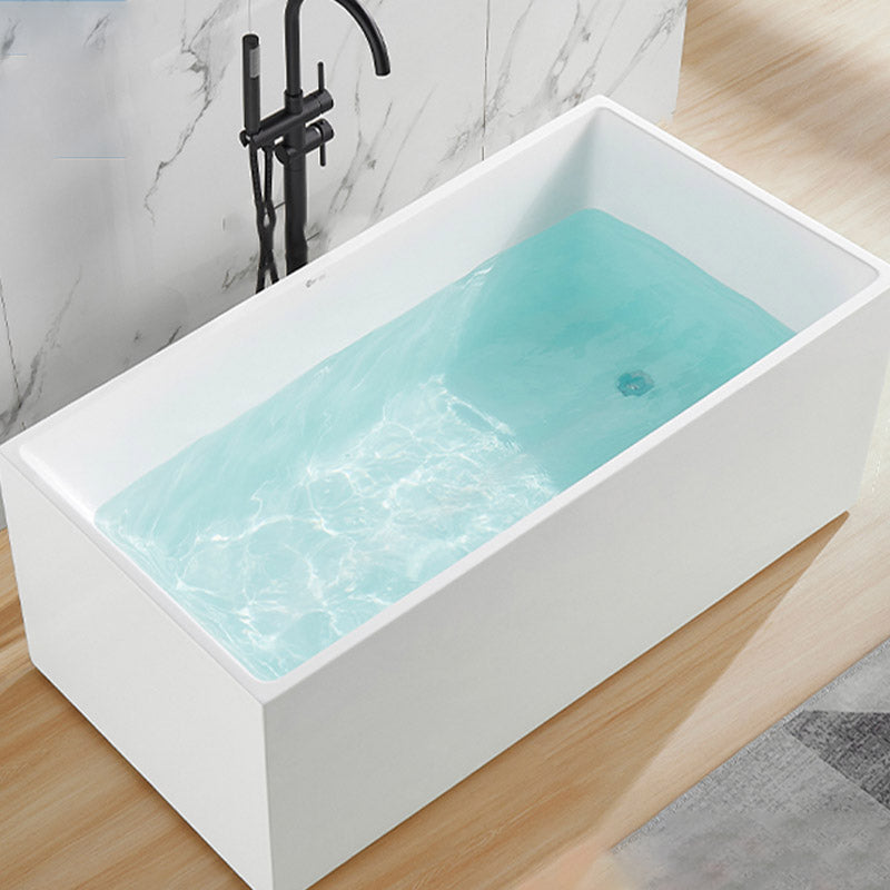 Modern Rectangle White Acrylic Bathtub Back to Wall with Drain Bath Tub