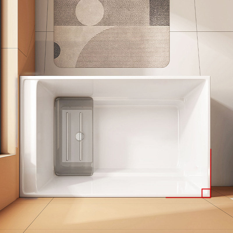 Modern Rectangle White Acrylic Bathtub Back to Wall with Drain Bath Tub