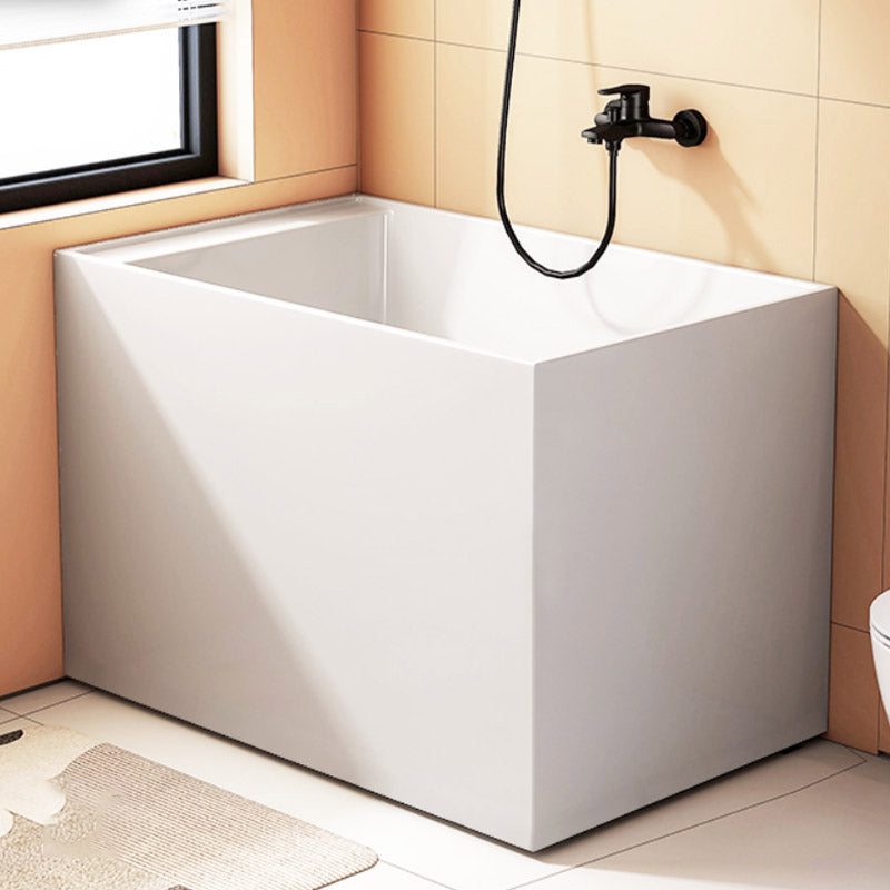 Modern Rectangle White Acrylic Bathtub Back to Wall with Drain Bath Tub