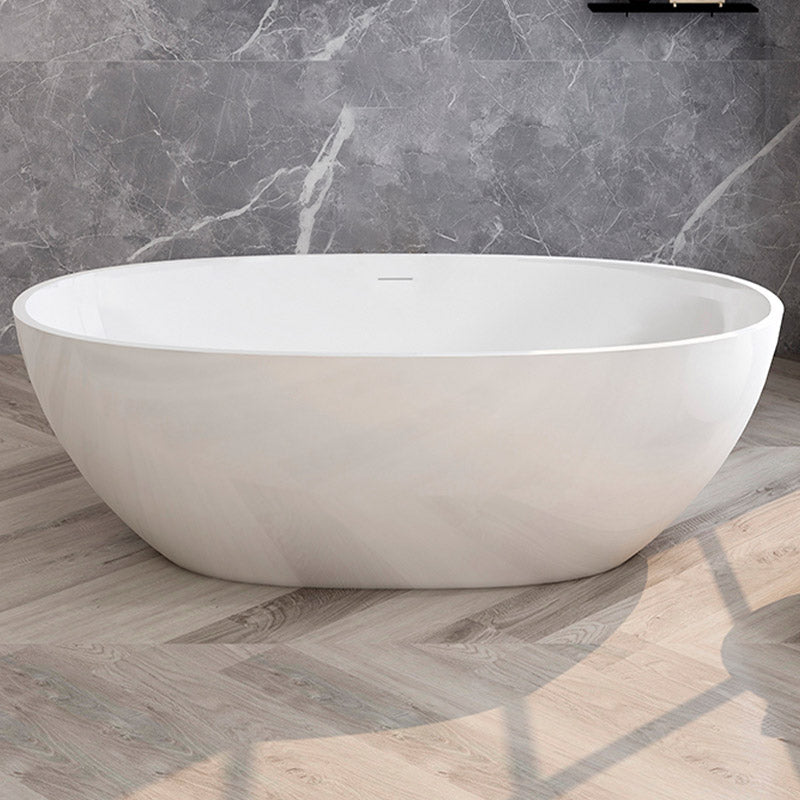 Modern Ellipse Stone Bathtub Freestand Soaking Bathtub with Drain Bath Tub