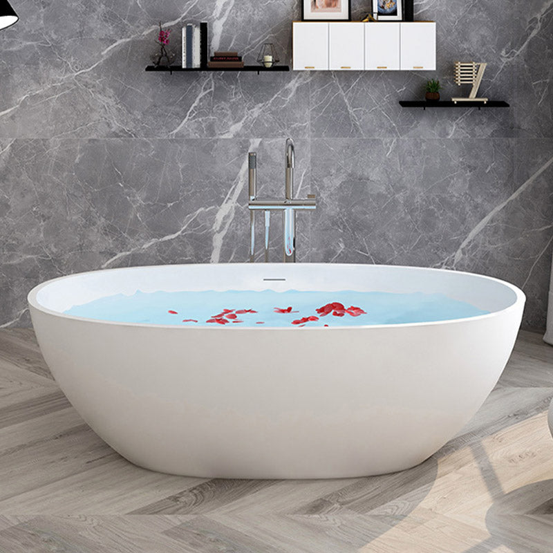 Modern Ellipse Stone Bathtub Freestand Soaking Bathtub with Drain Bath Tub