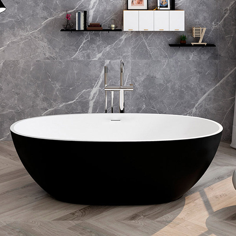Modern Ellipse Stone Bathtub Freestand Soaking Bathtub with Drain Bath Tub