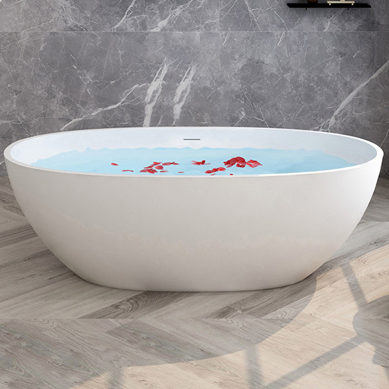 Modern Ellipse Stone Bathtub Freestand Soaking Bathtub with Drain Bath Tub