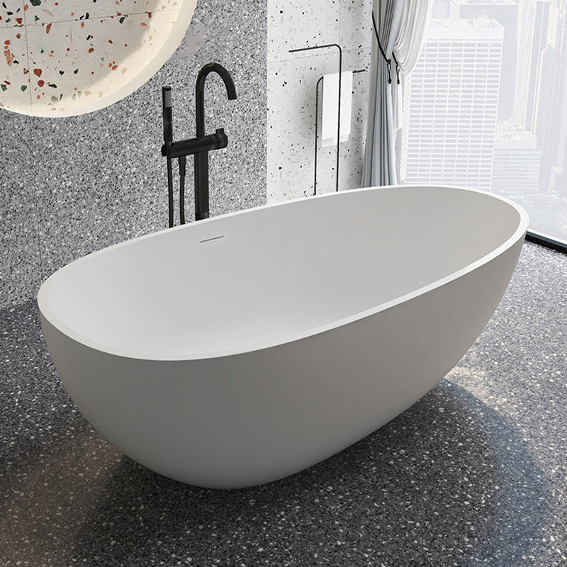 Modern Ellipse Stone Bathtub Freestand Soaking Bathtub with Drain Bath Tub