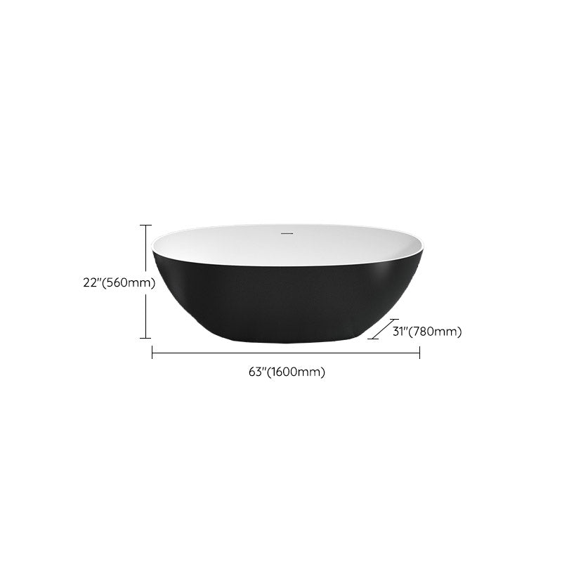 Modern Ellipse Stone Bathtub Freestand Soaking Bathtub with Drain Bath Tub
