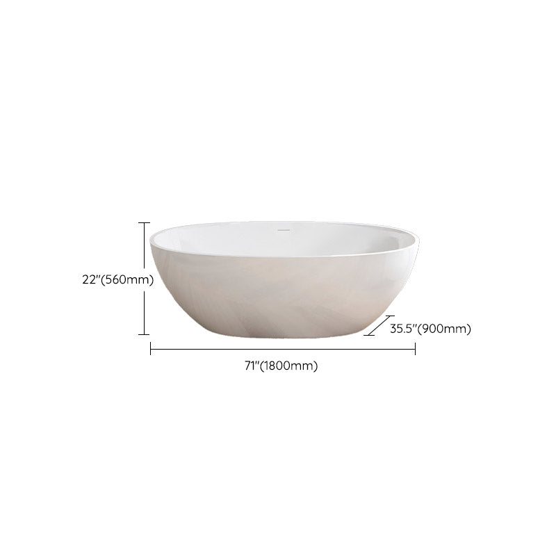 Modern Ellipse Stone Bathtub Freestand Soaking Bathtub with Drain Bath Tub