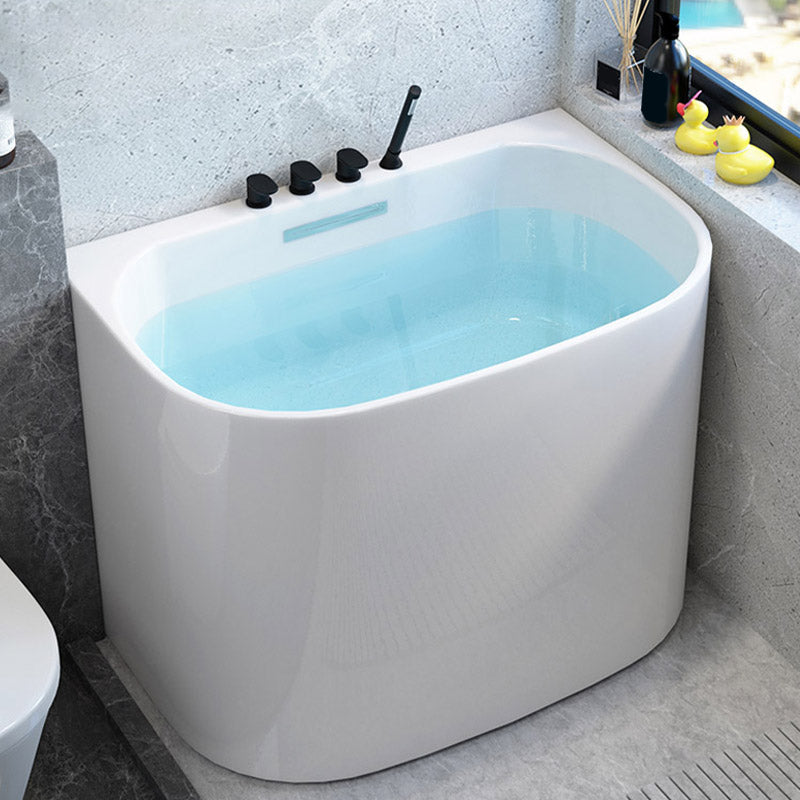 Modern Corner White Acrylic Bathtub Back to Wall with Drain Bath Tub