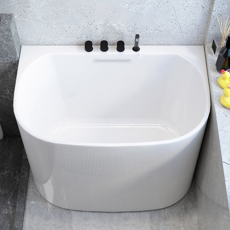 Modern Corner White Acrylic Bathtub Back to Wall with Drain Bath Tub
