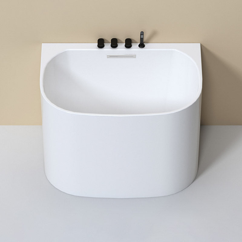 Modern Corner White Acrylic Bathtub Back to Wall with Drain Bath Tub