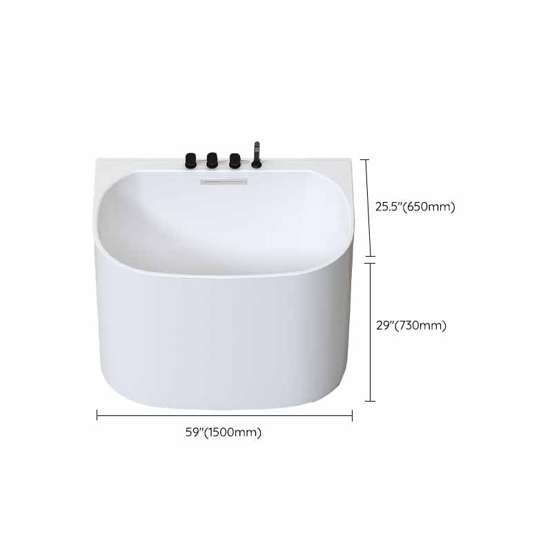 Modern Corner White Acrylic Bathtub Back to Wall with Drain Bath Tub