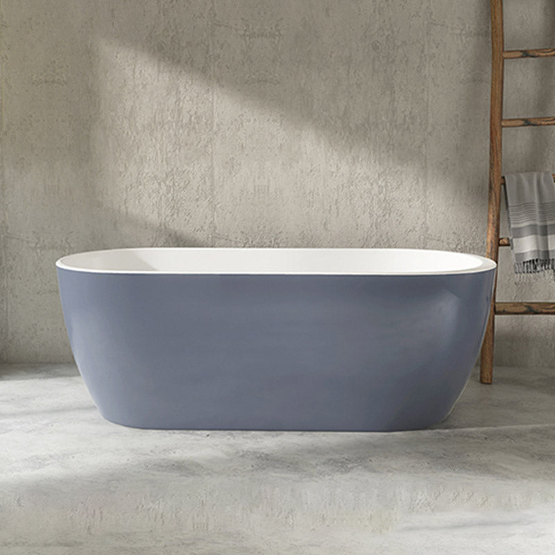 Modern Acrylic Oval Bathtub Freestanding Soaking Bathtub with Drain Bath Tub
