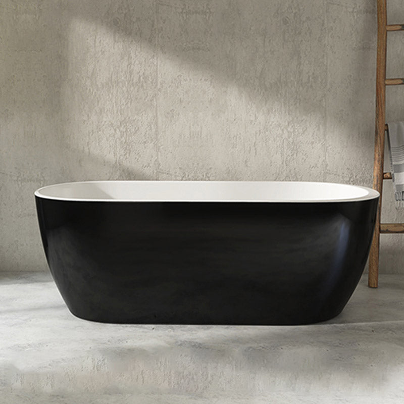 Modern Acrylic Oval Bathtub Freestanding Soaking Bathtub with Drain Bath Tub