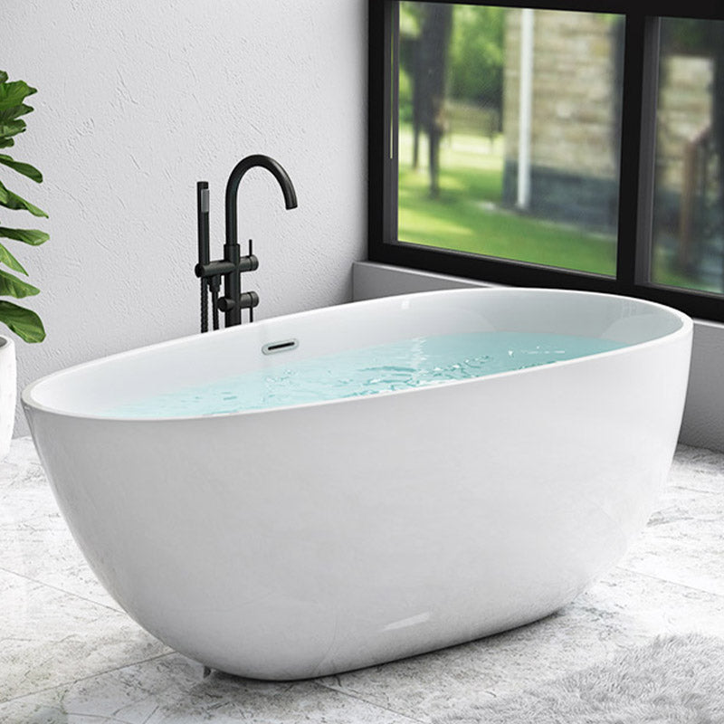 Modern Acrylic Bathtub Freestanding Soaking Bathtub with Drain Bath Tub