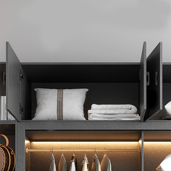 Modern Sliding Door Wardrobe for Bedroom Gray Manufactured Wood Cabinet