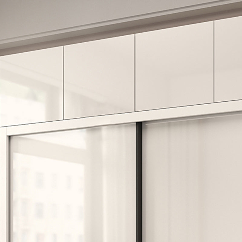 Sliding Door Wardrobe Closet White Wood Wardrobe Armoire with Shelves