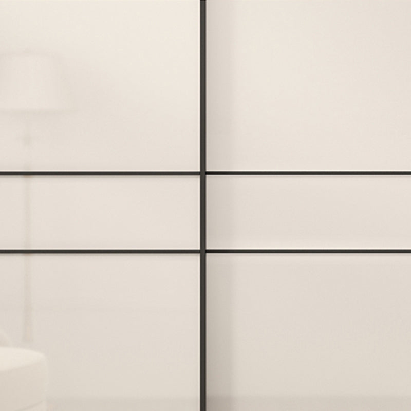 Sliding Door Wardrobe Closet White Wood Wardrobe Armoire with Shelves