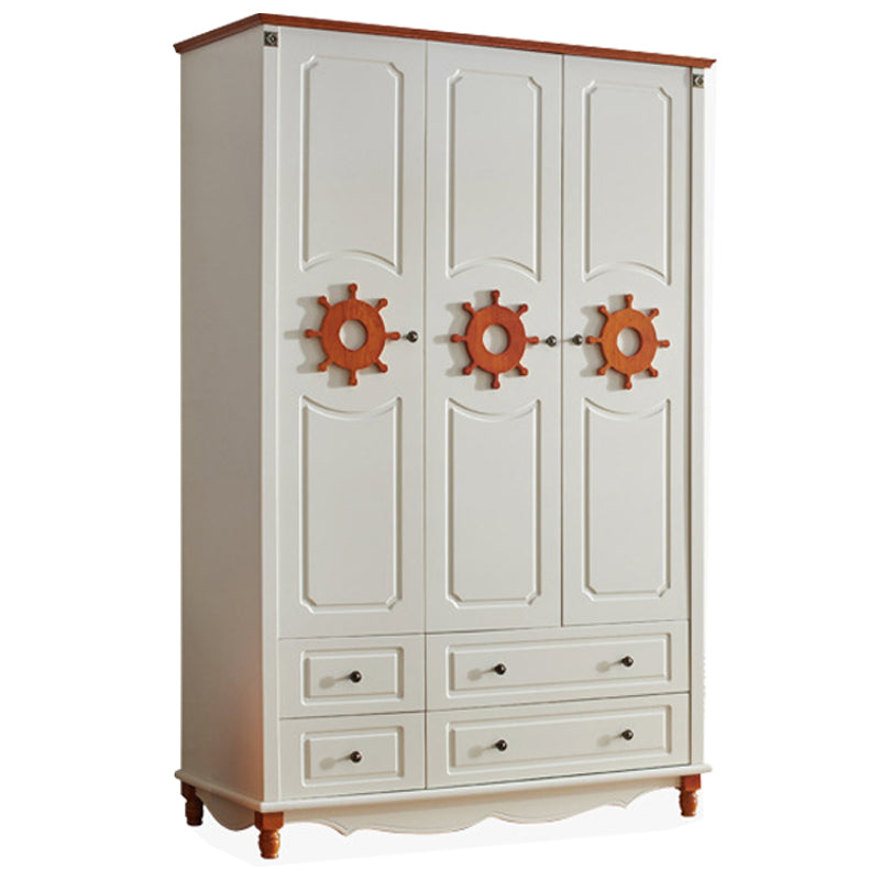 Hinged Wardrobe Cabinet with Legs Coastal Wooden Wardrobe Armoire