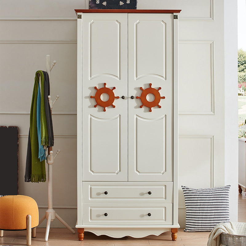 Hinged Wardrobe Cabinet with Legs Coastal Wooden Wardrobe Armoire