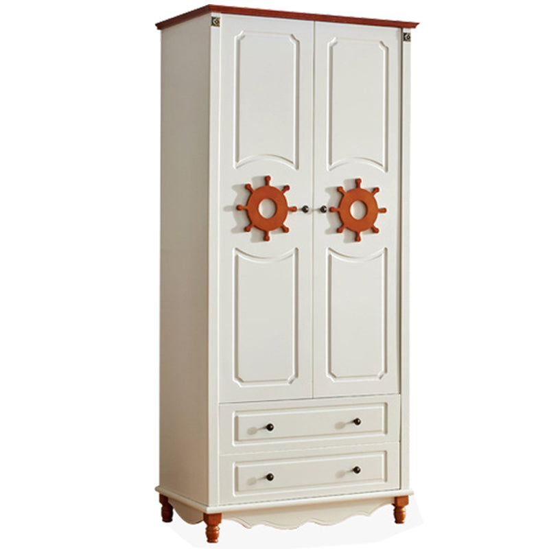 Hinged Wardrobe Cabinet with Legs Coastal Wooden Wardrobe Armoire