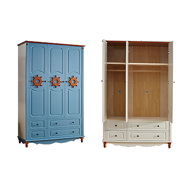 Hinged Wardrobe Cabinet with Legs Coastal Wooden Wardrobe Armoire