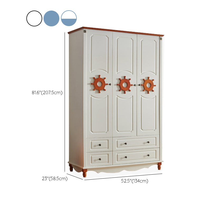 Hinged Wardrobe Cabinet with Legs Coastal Wooden Wardrobe Armoire