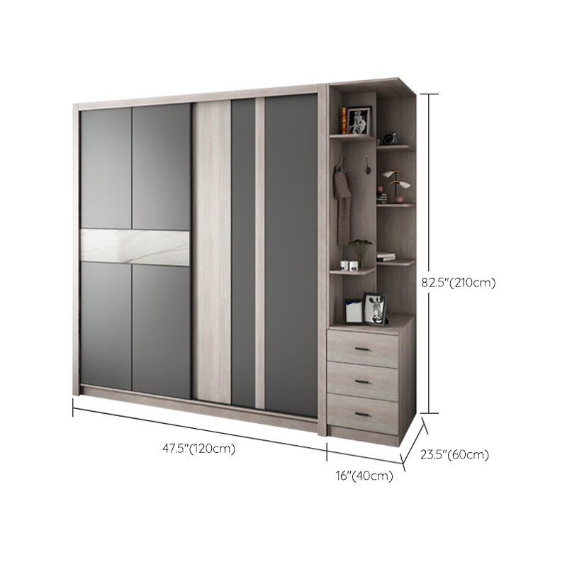 Sliding Wardrobe Closet with Shelves Modern Wardrobe Armoire