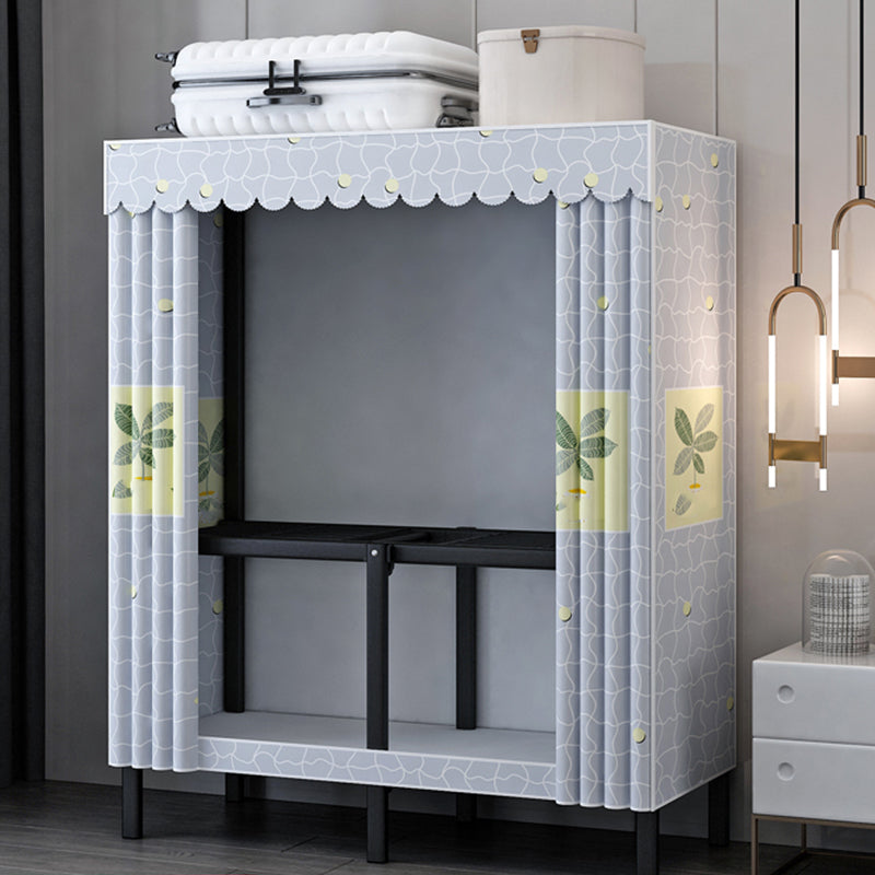 Contemporary Wardrobe Armoire with Shelves Steel Wardrobe Cabinet