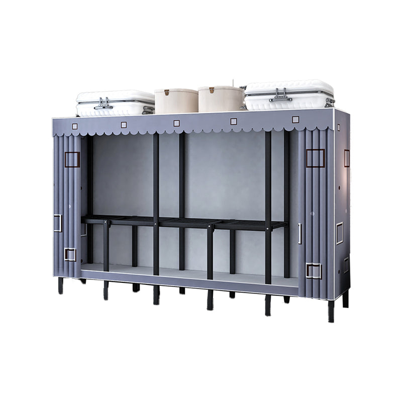 Contemporary Wardrobe Armoire with Shelves Steel Wardrobe Cabinet