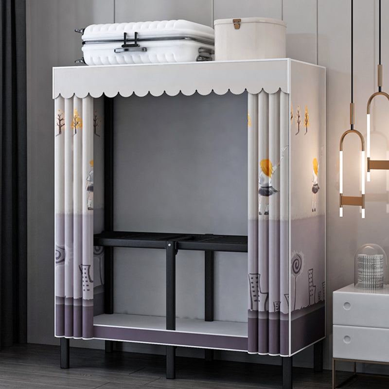 Contemporary Wardrobe Armoire with Shelves Steel Wardrobe Cabinet