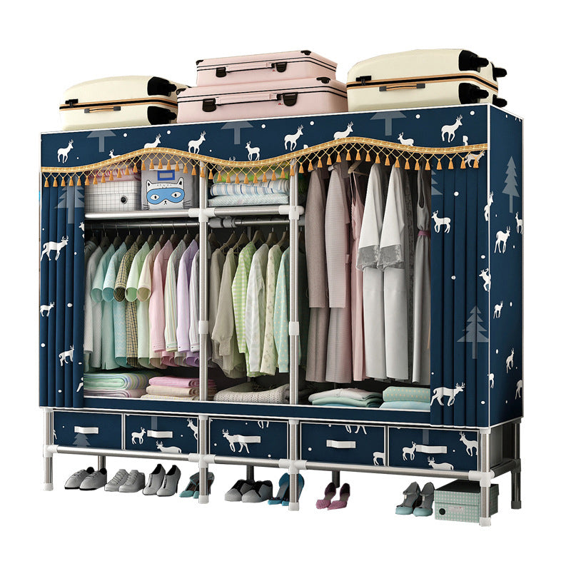 Steel Wardrobe Cabinet with Shelves Modern Wardrobe Armoire with Drawer