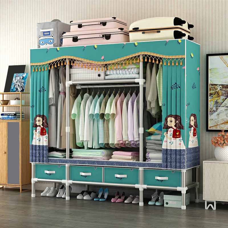 Steel Wardrobe Cabinet with Shelves Modern Wardrobe Armoire with Drawer