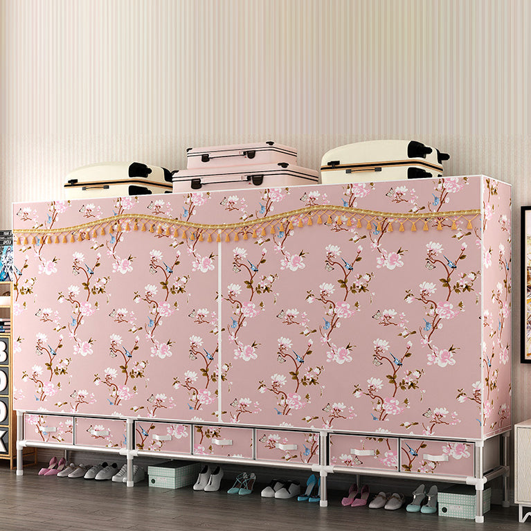 Steel Wardrobe Cabinet with Shelves Modern Wardrobe Armoire with Drawer