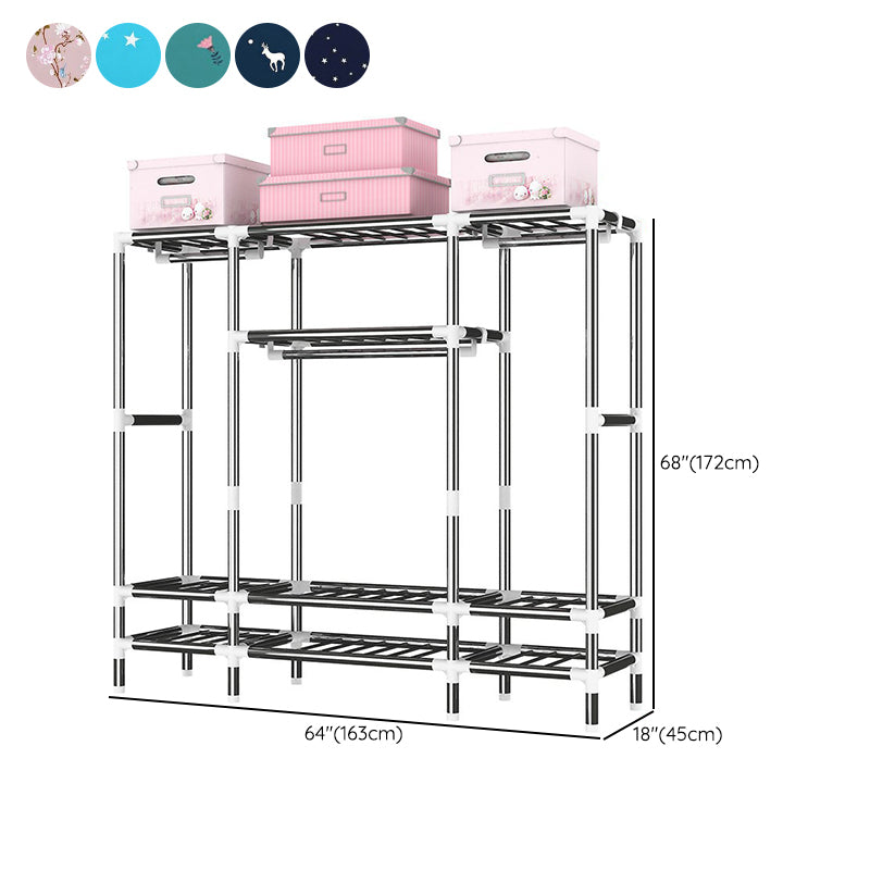 Steel Wardrobe Cabinet with Shelves Modern Wardrobe Armoire with Drawer
