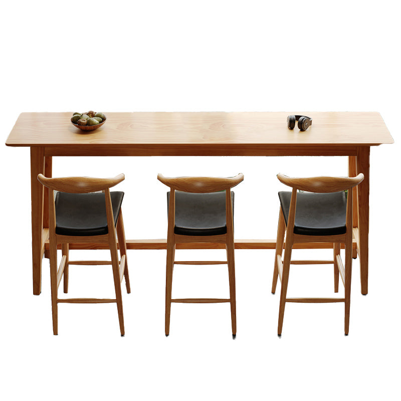 1/4 Pieces Table and Stool Set Modern Solid Wood Pub Dining Set
