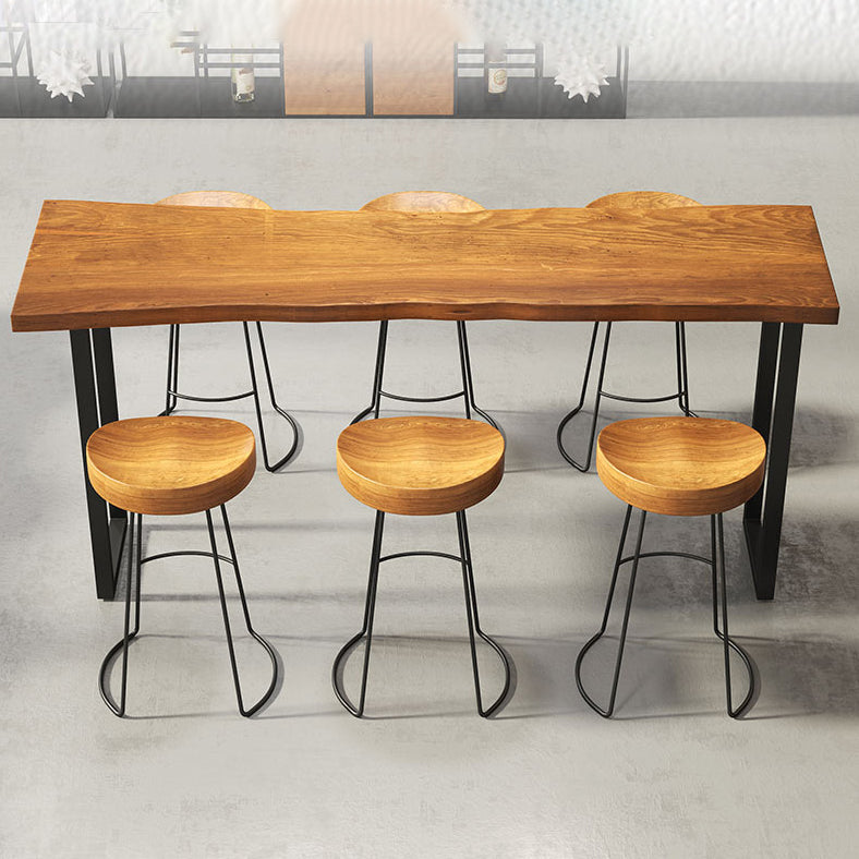 Modern 1/7 Pieces Bar Table Set Rectangle Wood Counter Table with Stools for Cafe