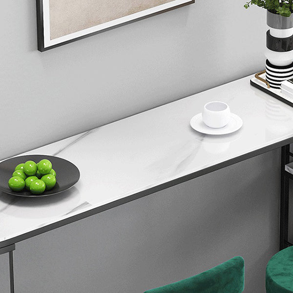 Metal Pub Set 1/3/4 Pcs Rectangle Bar Table with Stone Top and Upholstered Bar Stools