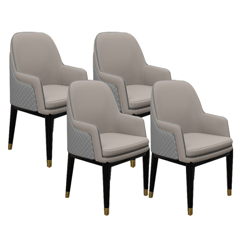 Glam Style Parsons Arm Chair Leather Dining Chair for Living Room