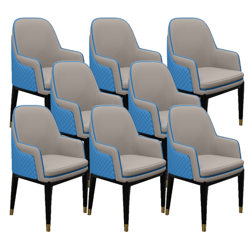 Glam Style Parsons Arm Chair Leather Dining Chair for Living Room