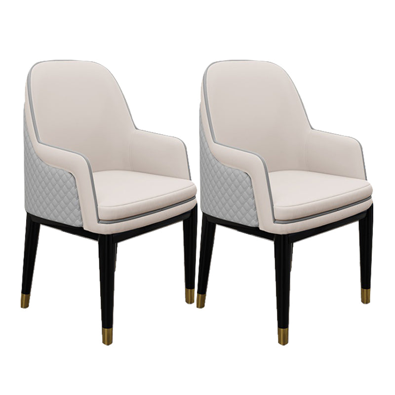 Glam Style Parsons Arm Chair Leather Dining Chair for Living Room