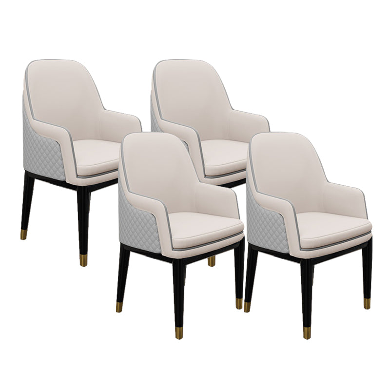 Glam Style Parsons Arm Chair Leather Dining Chair for Living Room