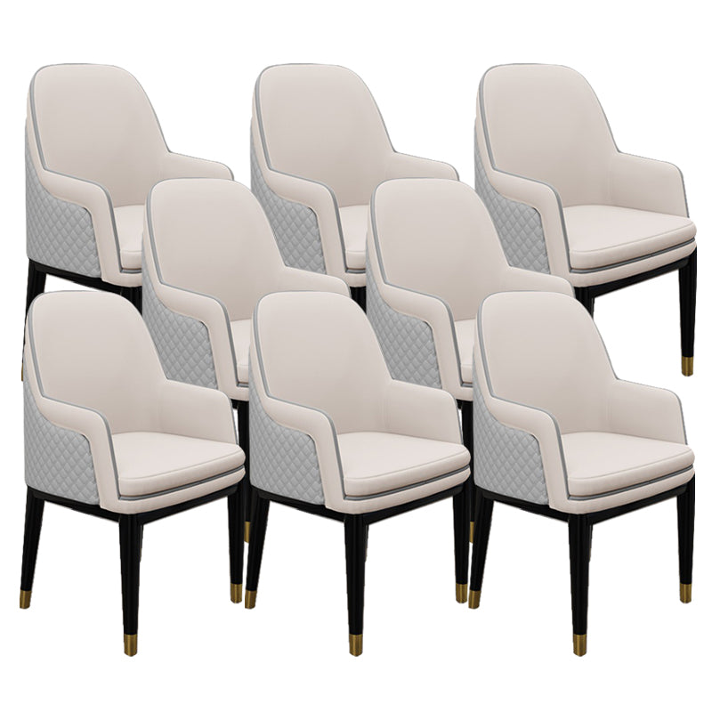 Glam Style Parsons Arm Chair Leather Dining Chair for Living Room