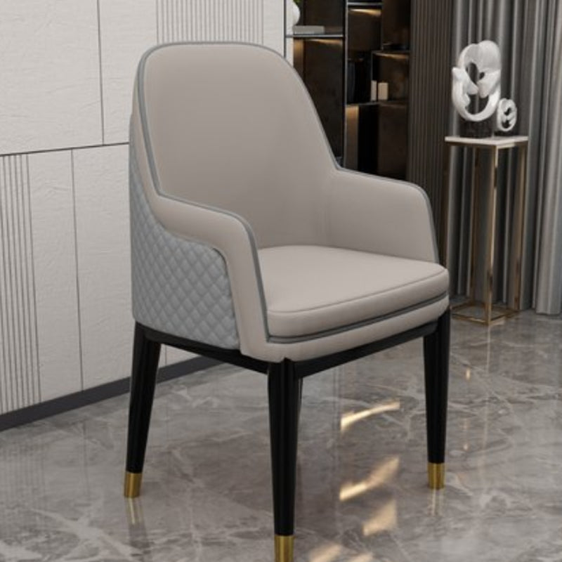 Glam Style Parsons Arm Chair Leather Dining Chair for Living Room