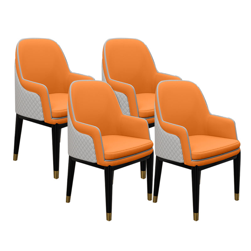 Glam Style Parsons Arm Chair Leather Dining Chair for Living Room