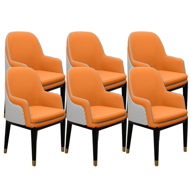 Glam Style Parsons Arm Chair Leather Dining Chair for Living Room