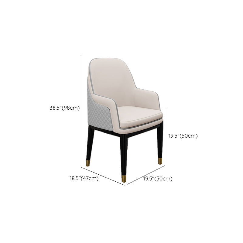 Glam Style Parsons Arm Chair Leather Dining Chair for Living Room