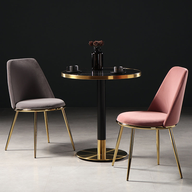 Glam Style Side Chair Armless Solid Back Dining Chair for Dining Room