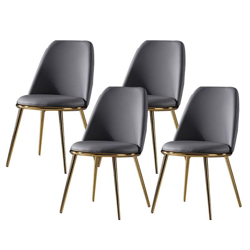 Glam Style Side Chair Armless Solid Back Dining Chair for Dining Room